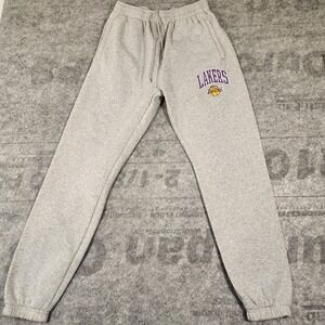 NBA Sweatpants Men's‎ Size 28 Gray Lakers Logo Fleece draw String